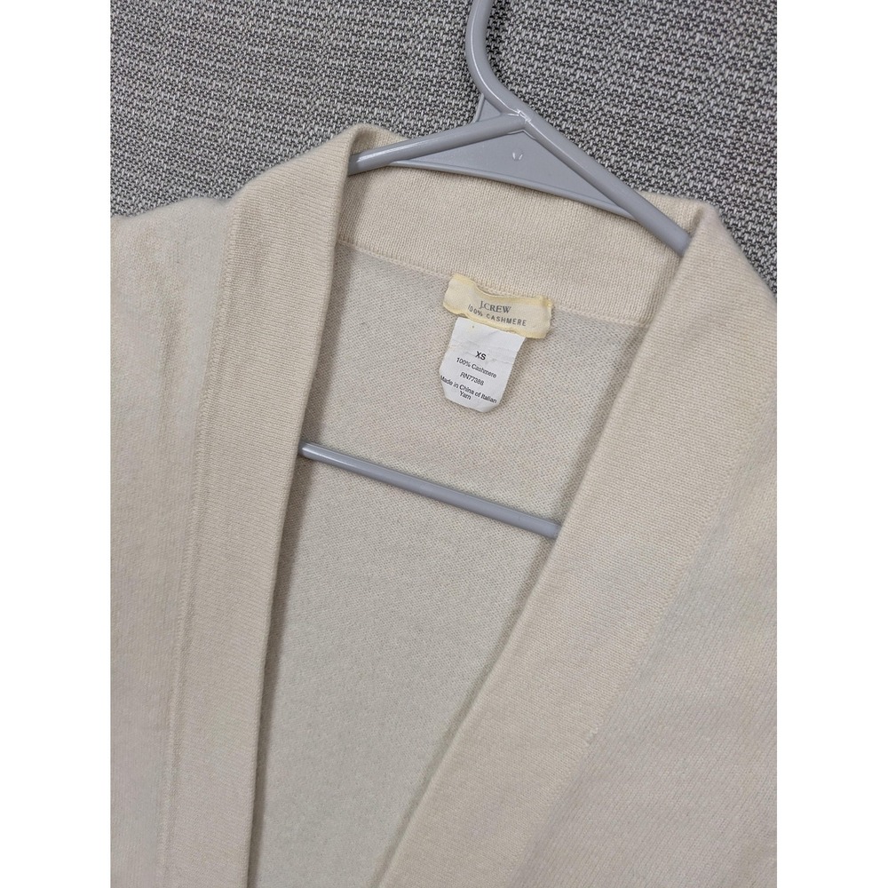 J.Crew Cardigan Sweater Womens XS White 100% Cashmere Short Sleeve Pockets